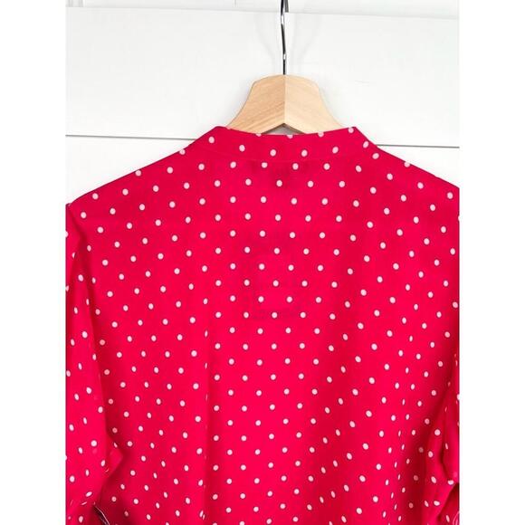 Nautica Jeans Red and White Polka Dot Pintuck Sleeve Pleated Blouse Size L - Picture 10 of 13